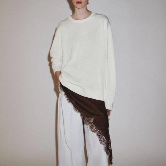 Zara ZW Collection Asymmetric Lace Dress In Brown XS - Picture 2 of 4